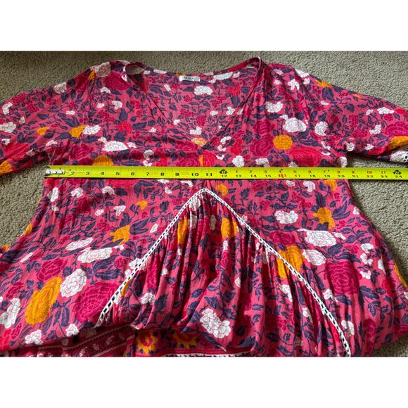 Aura Floral Bohemian Dress Midi Cottagecore Pink Feminine Boho Romantic - Picture 5 of 7